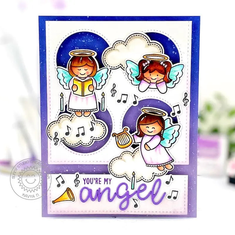 Sunny Studio You're My Angel Card (using Little Angels 4x6 Clear Stamps)