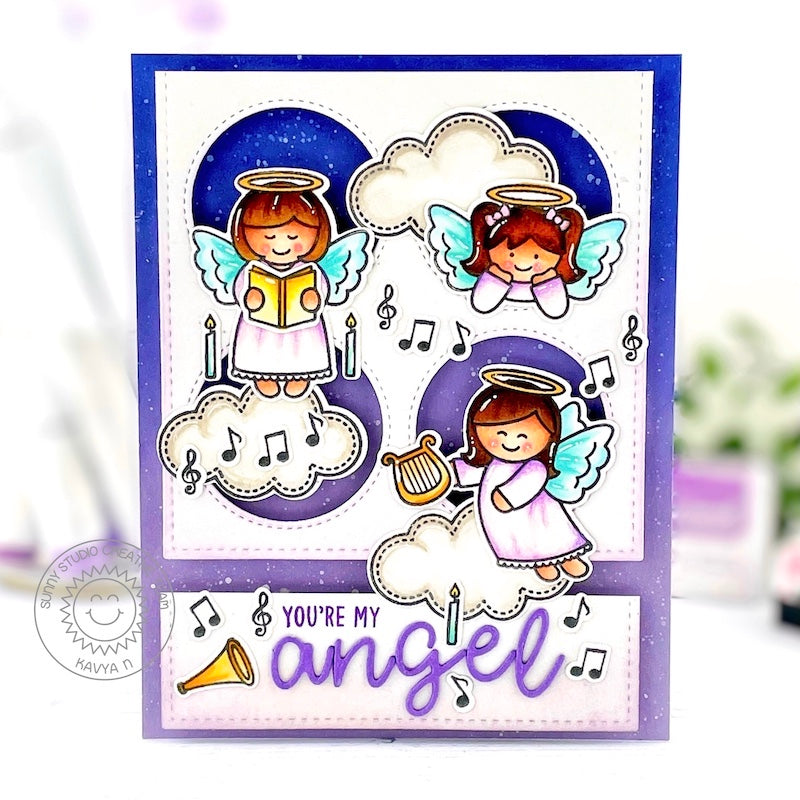 Sunny Studio Stamps You're My Angel Card (using Window Quad Circle Metal Cutting Dies)