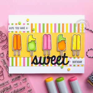 Sunny Studio Stamps Popsicle Striped Summer Themed Handmade Card (using Summer Splash 6x6 Patterned Paper Pack)