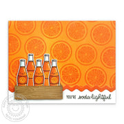 Sunny Studio You're Soda-lightful Punny Orange Slice Soda Pop Bottles Card using Summer Sweets 4x6 Photopolymer Clear Stamps