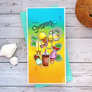 Sunny Studio Tropical Cool Treats Ice Cream Themed Handmade Slimline Card using Summer Sweets 4x6 Clear Photopolymer Stamps