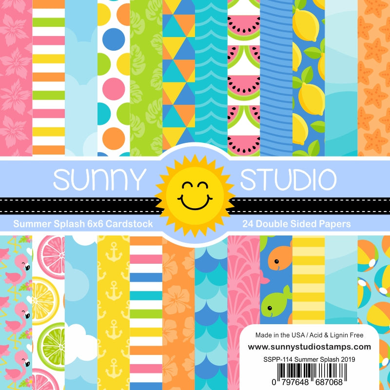 Sunny Studio Stamps Summer Splash 6x6 Double Side Patterned Paper Pack