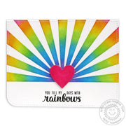 Sunny Studio You Fill My Days with Rainbows Heart Sunburst Card (using Color Me Happy 3x4 Clear Sentiment Stamps)