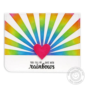 Sunny Studio Stamps You Fill My Days with Rainbows Sunburst Card (using Stitched Heart Metal Cutting Dies)