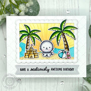 Sunny Studio Stamps Have A Sealiously Awesome Birthday Seal Embossed Card (using Sunburst 6x6 Embossing Folder)