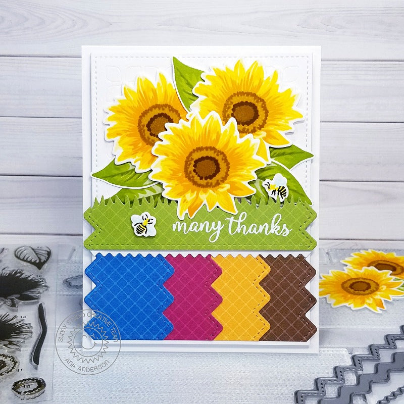 Sunny Studio Stamps Sunflower Fields Thank You Card (using Colorful Autumn 6x6 Patterned Paper)