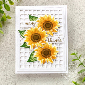 Sunny Studio Stamps Layered Fall Sunflower Thank You Card (using Frilly Frames Retro Petals Background Metal Cutting Dies)