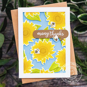 Sunny Studio Stamps Sunflower Fields Layered Flower Handmade Thank You Card by Eloise Blue