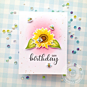 Sunny Studio Stamps Sunflower Fields Pink Clean & Simple CAS Birthday Card by Franci