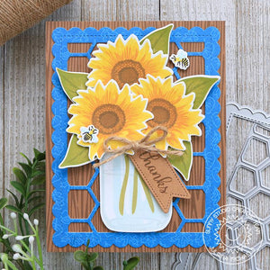 Sunny Studio Stamps Sunflower Fields Layered Flowers in Vase Fall Thank You Card (using Vintage Jar Dies)