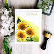Sunny Studio Stamps Sunflower Fields Layered Flower Handmade Thank You Card by Rachel