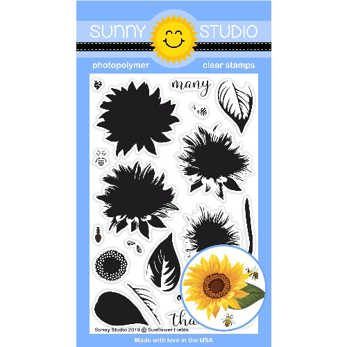 Sunny Studio Stamps Sunflower Fields 4x6 Color Layering Layered Flower Clear Photopolymer Stamp Set