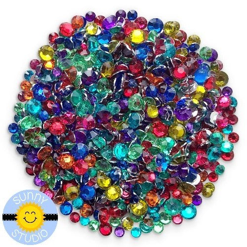 Sunny Studio Stamps Rainbow Bright Jewels Mix Loose Flat Back Rhinestones Crystals  Assortment 3mm 4mm & 5mm for Cards & Paper Crafts