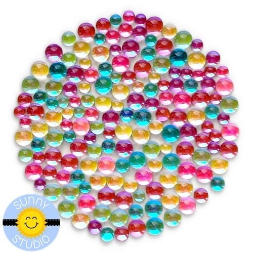 Sunny Studio Colorful Drops Rainbow Glass Droplets in 3mm, 4mm & 5mm Sizes for Card Making, Scrapbooking & Paper Crafts