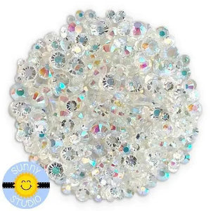 Sunny Studio Stamps Iridescent Clear Round Jewels Rhinestones Crystals in 3mm, 4mm, 5mm & 6mm