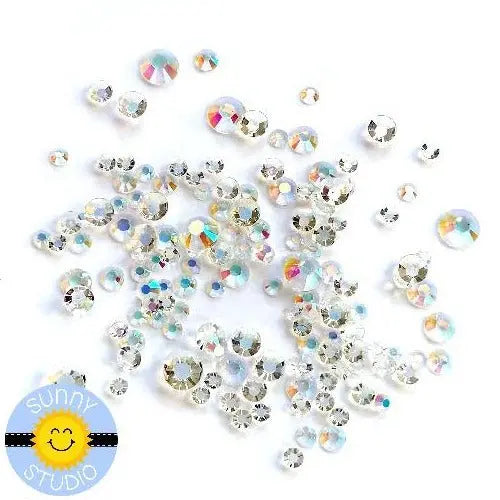 Sunny Studio Stamps Iridescent Clear Round Jewels Rhinestones Crystals in 3mm, 4mm, 5mm & 6mm Detailed Example
