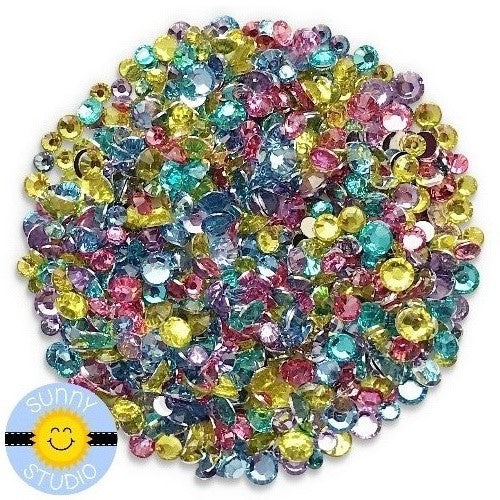 Sunny Studio Stamps Pastel Jewels Mix Loose Flat Back Rhinestones Crystals  Assortment 3mm 4mm & 5mm for Cards and Paper Crafts