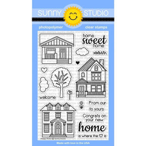 Sunny Studio Stamps Happy Home 4x6 House Themed Photo-Polymer Clear Stamp Set