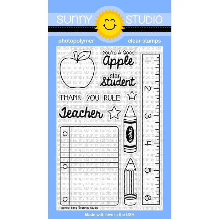 Sunny Studio Stamps School Time 4x6 Photo-Polymer Clear Stamp Set