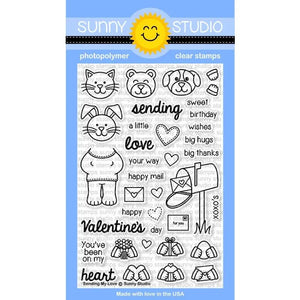 Sunny Studio Stamps Sending My Love 4x6 Critter themed Valentine's Day Photo-Polymer Clear Stamp Set