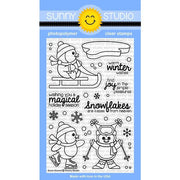 Sunny Studio Stamps Snow Kissed 4x6 Sledding, Skiing & Ice Skating Penguin Photo-Polymer Clear Stamp Set