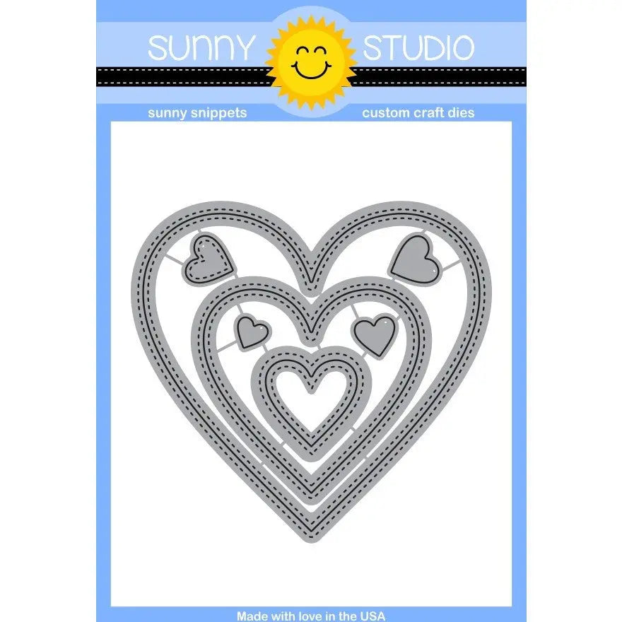 Sunny Studio Stamps 7-piece Stitched Heart Metal Cutting Die Set