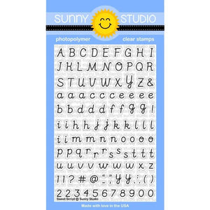 Sunny Studio Stamps Sweet Script 4x6 Uppercase, Lowercase, Numbers & Punctuation Alphabet Photopolymer Clear Stamp Set