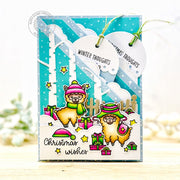Sunny Studio Llama Christmas Card with Pockets to hold Scalloped Gift Tags (using Alpaca Holiday 4x6 Clear Stamps)