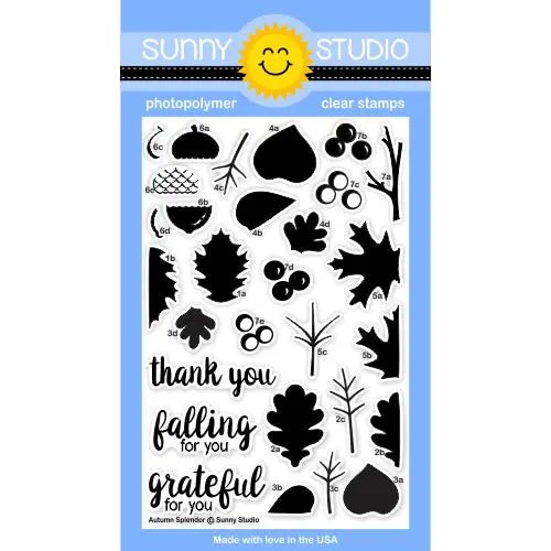 Sunny Studio Stamps Autumn Splendor 4x6 Fall Leaves Photopolymer Clear Stamp Set