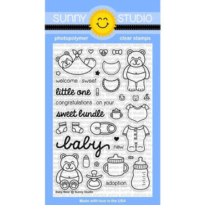 Sunny Studio Stamps Baby Bear 4x6 Photo-Polymer Clear Stamp Set