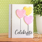 Sunny Studio Stamps Bold Balloons Heart Mylar Balloon Celebrate Your Day Birthday Card