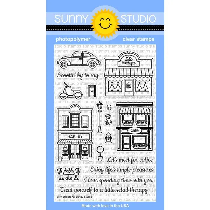 Sunny Studio Stamps City Streets 4x6 Downtown Buildings Photo-Polymer Clear Stamp Set
