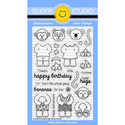 Sunny Studio Stamps Comfy Creatures 4x6 Monkey, Koala & Panda Bear Photo-Polymer Clear Stamp Set