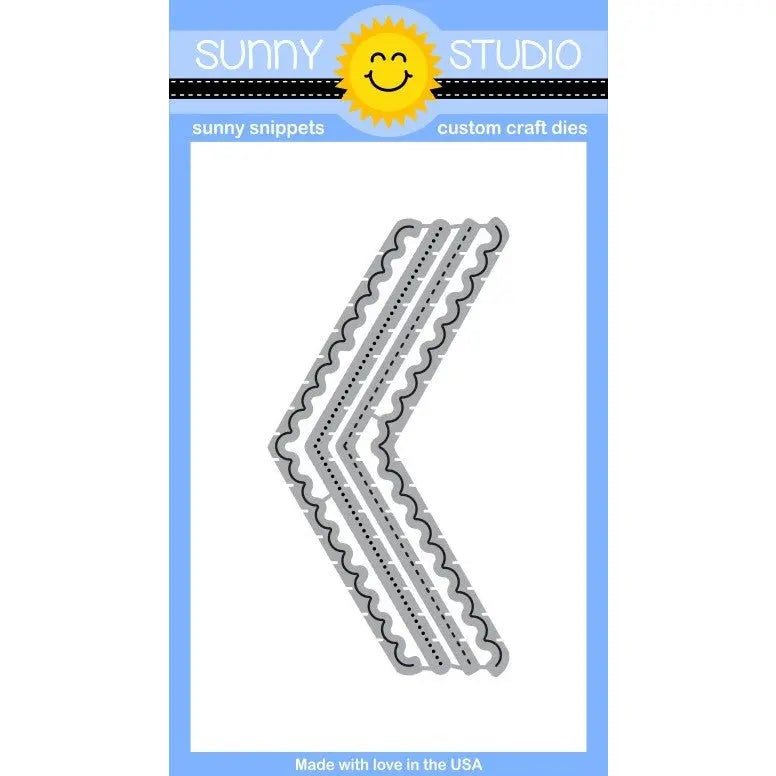 Sunny Studio Stamps Fishtail Banner II Scalloped, Stitched & Dotted Piercing Metal Cutting Die Set