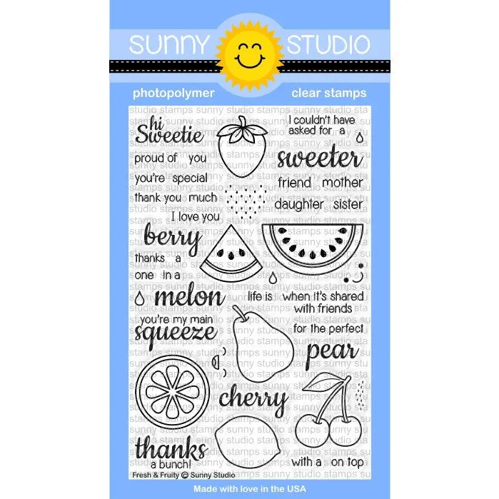 Sunny Studio Stamps Fresh & Fruity 4x6 Fruit Photo-Polymer Clear Stamp Set