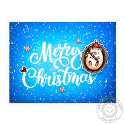 Sunny Studio Hedgehog with Peppermint Candy Merry Christmas Handmade Card using Hedgey Holidays 2x3 Clear Photopolymer Stamp