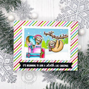 Sunny Studio Rainbow Striped It's Beginning To Look A Sloth Like Christmas Punny Holiday Card (using Lazy Christmas 3x4 Clear Stamps)