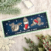Sunny Studio It's Beginning to Look A Sloth Like Christmas Punny Slimline Holiday Card (using Lazy Christmas 3x4 Clear Stamps)