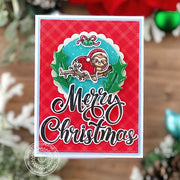 Sunny Studio Sloth Hanging on Tree Branch with Holiday Lights Card (using Lazy Christmas 3x4 Clear Stamps)