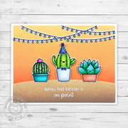 Sunny Studio Punny Cactus Hoping Your Birthday is On Point Card using Looking Sharp Clear Craft Stamps