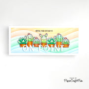 Sunny Studio Hoping Your Birthday is On Point Slimline Punny Cactus Card using Looking Sharp Clear Craft Stamps