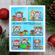 Sunny Studio Stamps Merry Mice Mouse Handmade Christmas Holiday Card by Juliana Michaels (Using Comic Strip Everyday Dies)