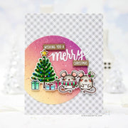 Sunny Studio Merry Little Christmas Mouse with Holiday Tree & Gifts Card by Keeway using Merry Mice Clear Craft Stamps