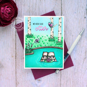 Sunny Studio We Need Each Otter Punny Handmade Card (using My Otter Half 3x4 Clear Stamps)