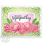 Sunny Studio With Heartfelt Sympathy Watercolor Floral Peony Flower Card (using Pink Peonies 4x6 Clear Stamps)