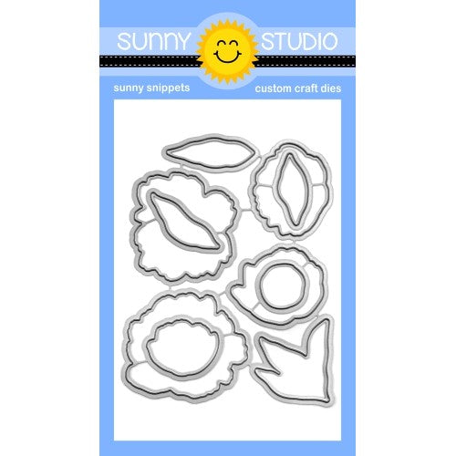 Sunny Studio Stamps Pink Peonies Floral Metal Cutting Dies Set