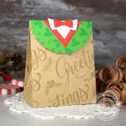Sunny Studio Sweater Vest Holiday Christmas Gift Bag Tone-on-Tone Stamping by Angelica Conrad using Season's Greetings Stamps