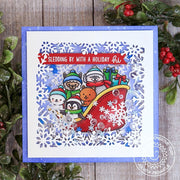 Sunny Studio Sledding By With Holiday Hi Critters in Sleigh Sequin Shaker Christmas Card using Sledding Critters Clear Stamps