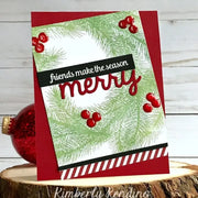 Sunny Studio Large Sprig Wreath with Berries Christmas Card(using Holiday Style 4x6 Clear Layering Craft Stamps