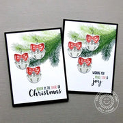 Sunny Studio Believe In The Magic of Christmas Jingle Bells Card using Holiday Style Clear Layering Stamps